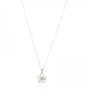 Vòng cổ mặt dây chuyền hoa tinh tế Chính hãng hoặc đá quý tạo ra Vòng cổ mặt dây chuyền hoa bằng đá quý với dây chuyền bằng bạc Sterling, 18