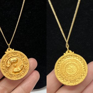 Vàng 24K-Mạ bangười may mắn-Mặt dây chuyền giàu có của con cóc vớinhân vật Filigree và Fu phức tạp cho sự thịnh vượng và vận may